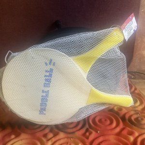 Paddle Ball Play 2 Wooden Paddles Yellow Handle